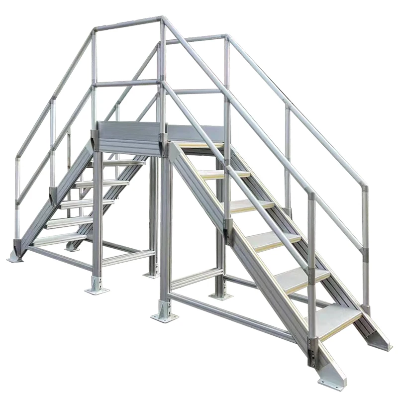 Aluminum Warehouse Ladder Platform Rolling Warehouse Platform Ladder Wheel Warehouse Ladder