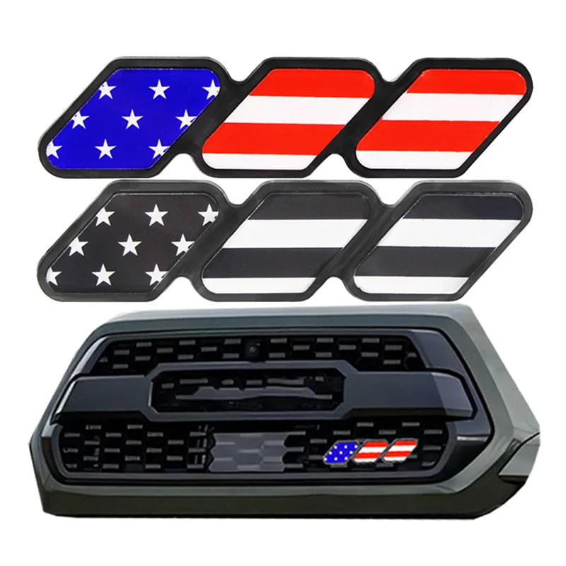 TRD off-road 4x4 highlander 4runner tundra rav4 landcruiser tri-color flag car accessories front grille decoration badge