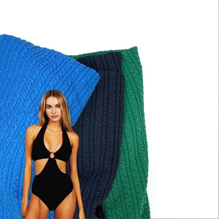 New Arrival 93%polyester 7%spandex Elastic Crinkle Swimwear Fabric For Bikini And Pants