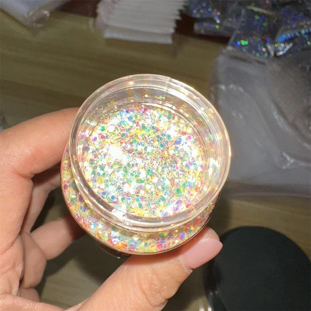 Ready To Ship 2oz high sparkle iridiscent chunky glitter in bottles