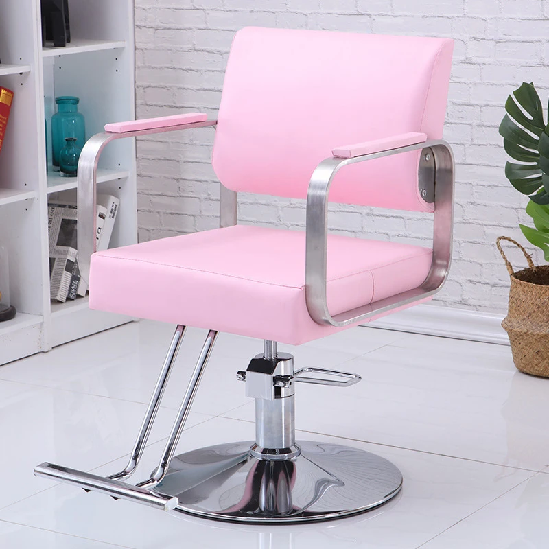 Pink Beauty Salon Furniture Modern Stylish Pink Leather Hairdressing Styling Chair Lady Shampoo Barber Chair Makeup Salon Chairs