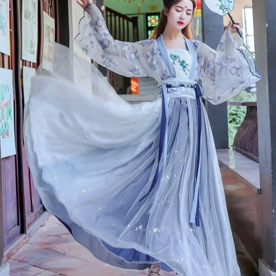  Женское традиционное китайское свадебное платье Hanfu Осенние фантастические карнавальные сказочные костюмы династии Тан наряд для