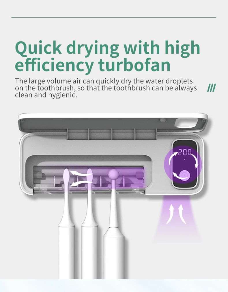 New Toothbrush Sterilizer Wall Mounted Portable Toothbrush Holder With Fan Dryer Nice for Family
