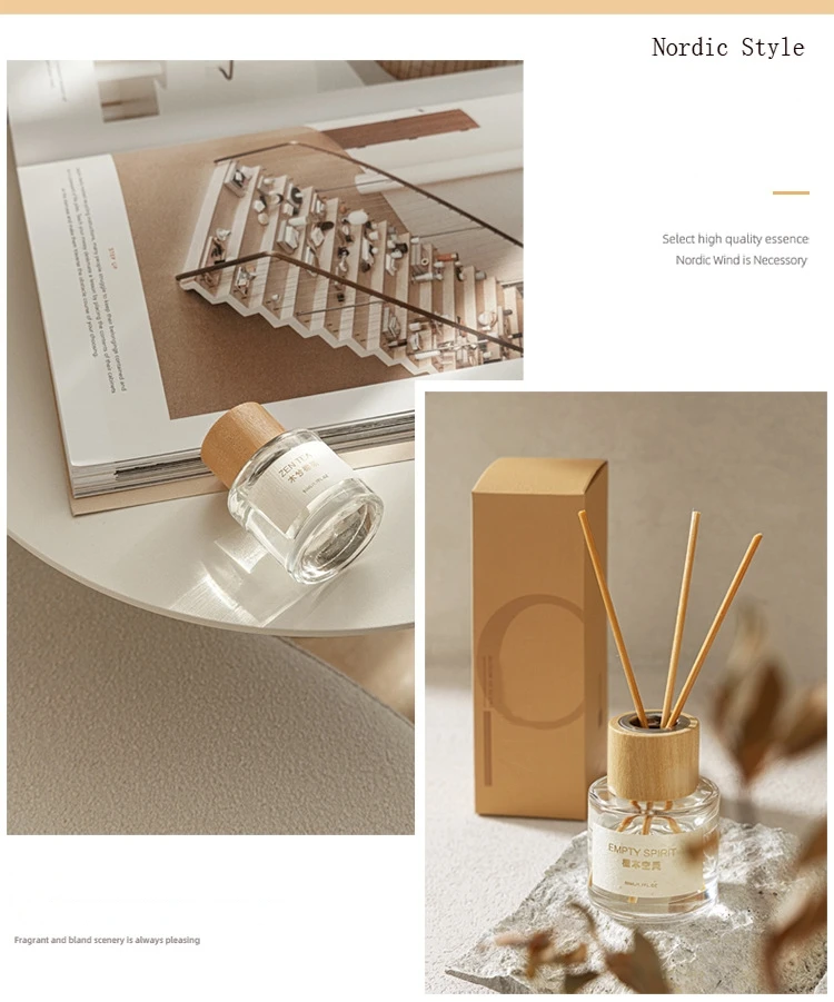 AROMA HOME Essential Oil 50ml Wooden Stick Stopper Lid Round Reed Diffuser With Glass Bottle Gift Box