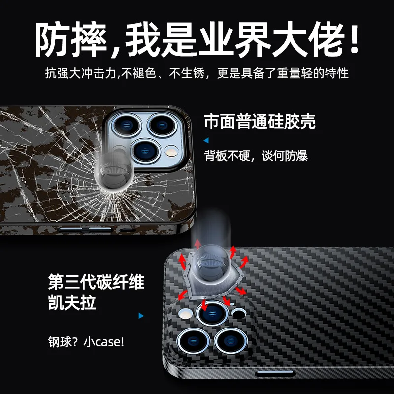 High quality Kevlar Phone Case for iphone13 14 15 Pro Max New Business Protective Case