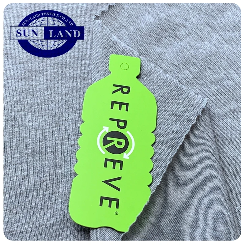 Eco-friendly CVC 60% Recycled Polyester 40% Cotton Knit Single Jersey Fabric for T-shirt Sportswear