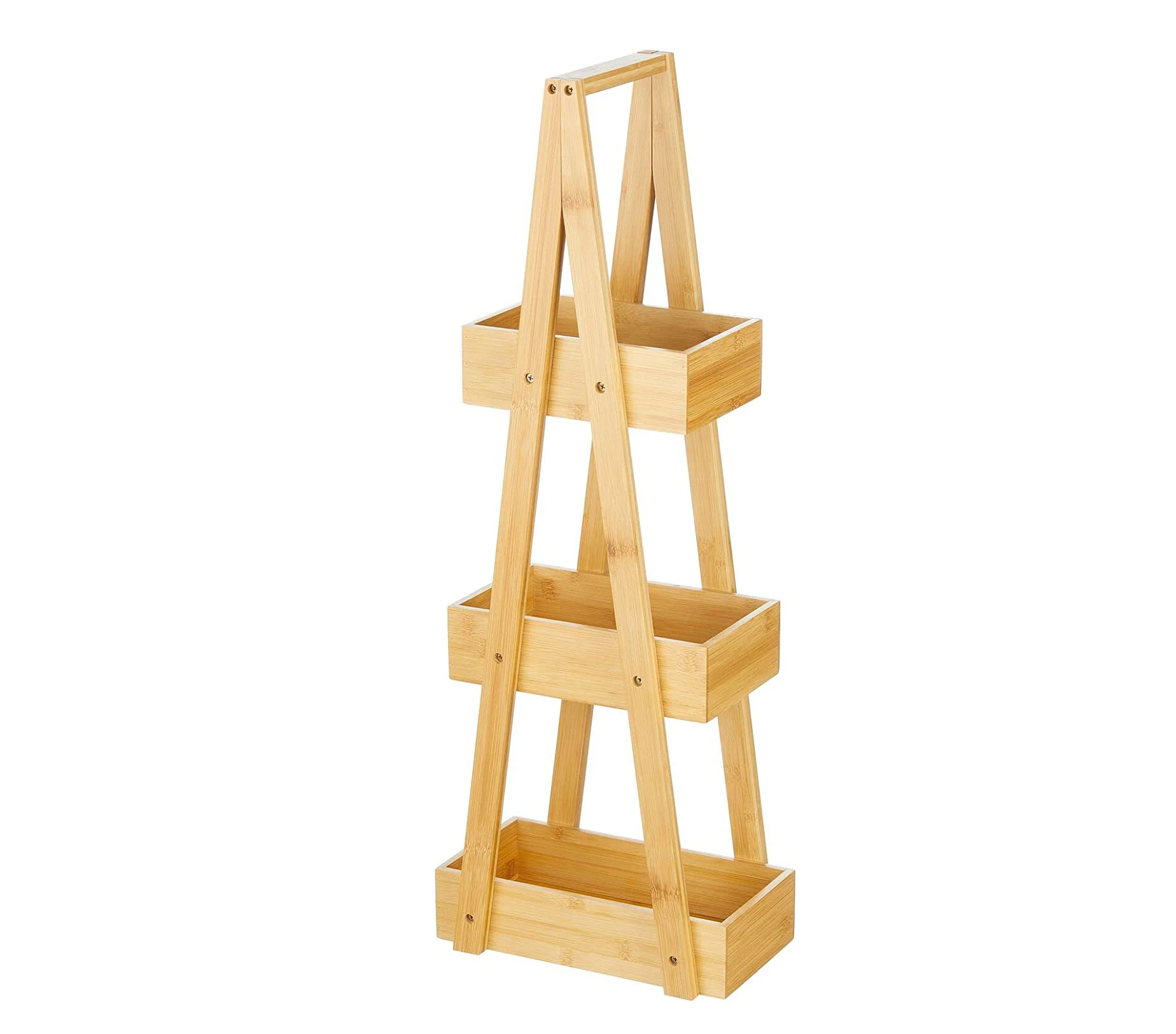 Bamboo Ladder Shelves Home Bathroom Rack Shelf 3-Tiered  Bathroom Corner Shelf for Towels