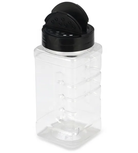 clear pet plastic square spice jars 500ml 300ml seasoning blend Bottle with seal liner slip inside plastic spice condiment jars