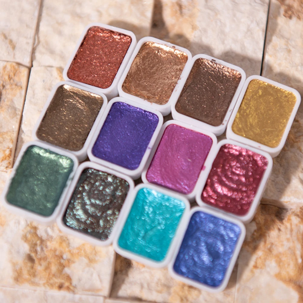 Nail Art Solid Pigment DIY Metal Pearlescent Nail Watercolor Blooming Painted Gel Solid Dyes