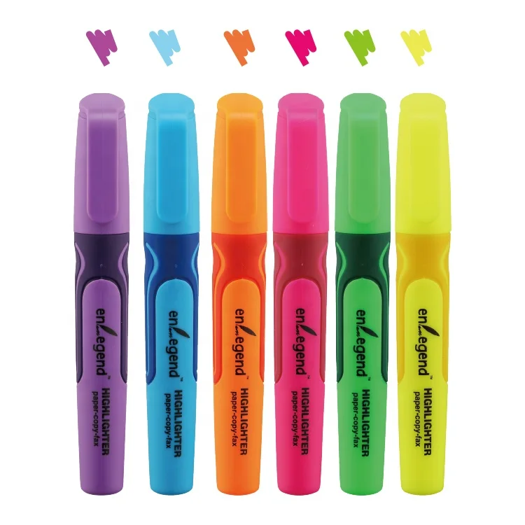Wholesale Promotional Classic Style Muti-colored Customised Text Marker Stationery Highlighter