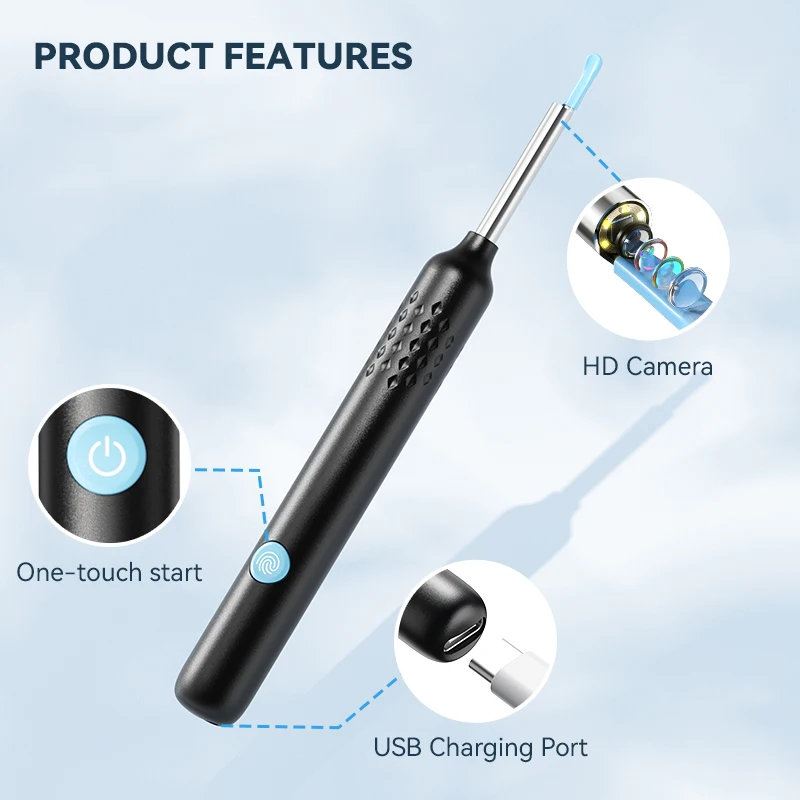 N3 PRO Waterproof Ear Wax Cleaner Removal Tool Otoscope 5MP Ear Endoscope Camera with 6 Ear Spoons