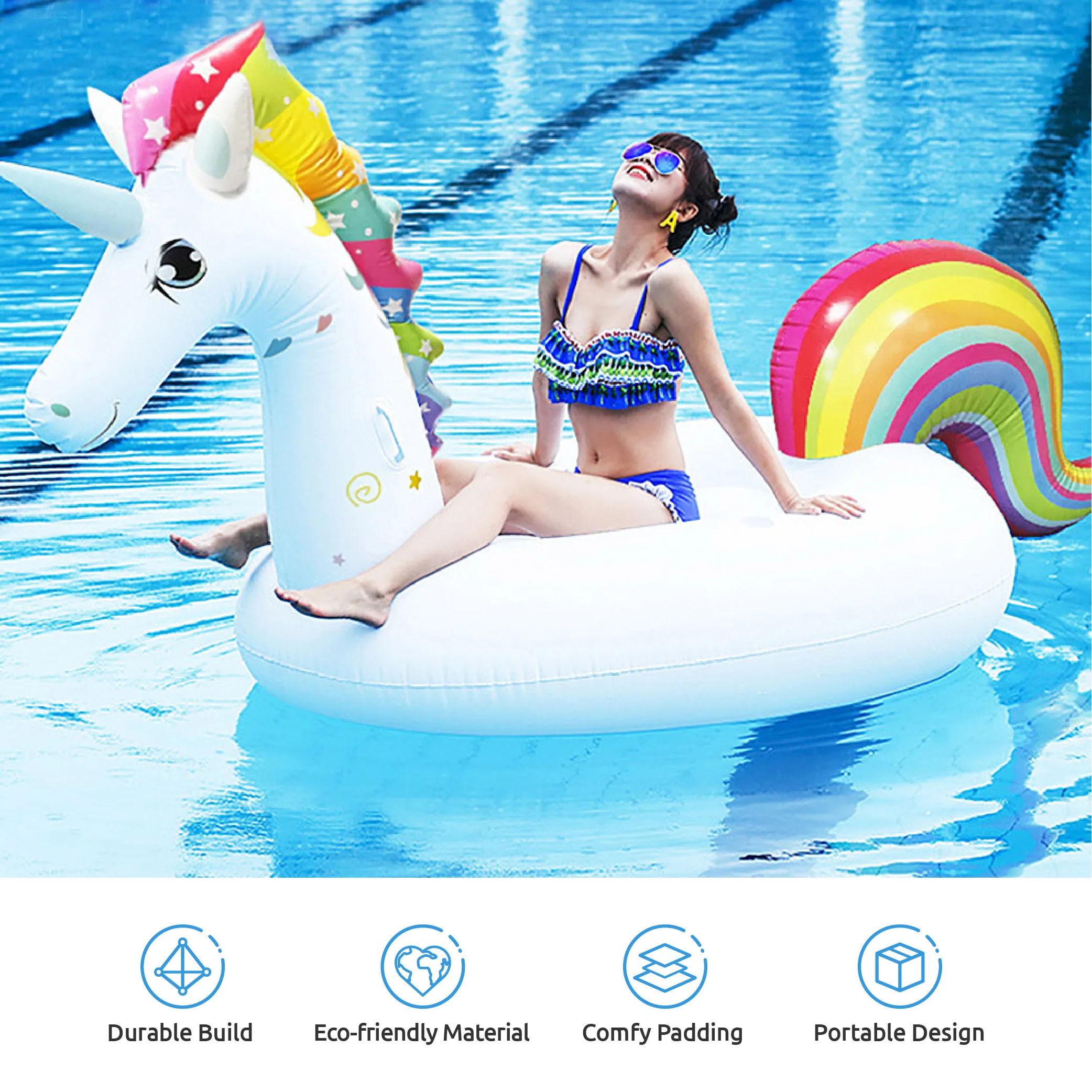 Top Quality Custom Great White Inflatable Ride-on Plastic Water Floating Toys Adult Swimming Pool Float