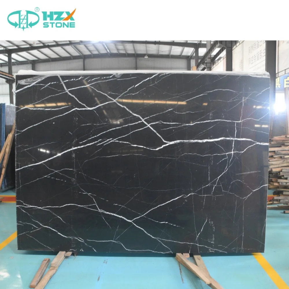 HZX Manufacturers Direct Sale Natural Black Marble Nero Marquina Marble Slabs Polished With White Veins For Interior Wall Floor
