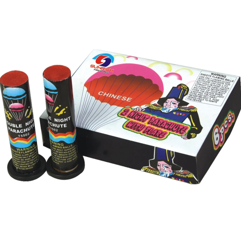 SHT5502 2Night parachute with flare fuegos artificiales fireworks for Christmas and kids