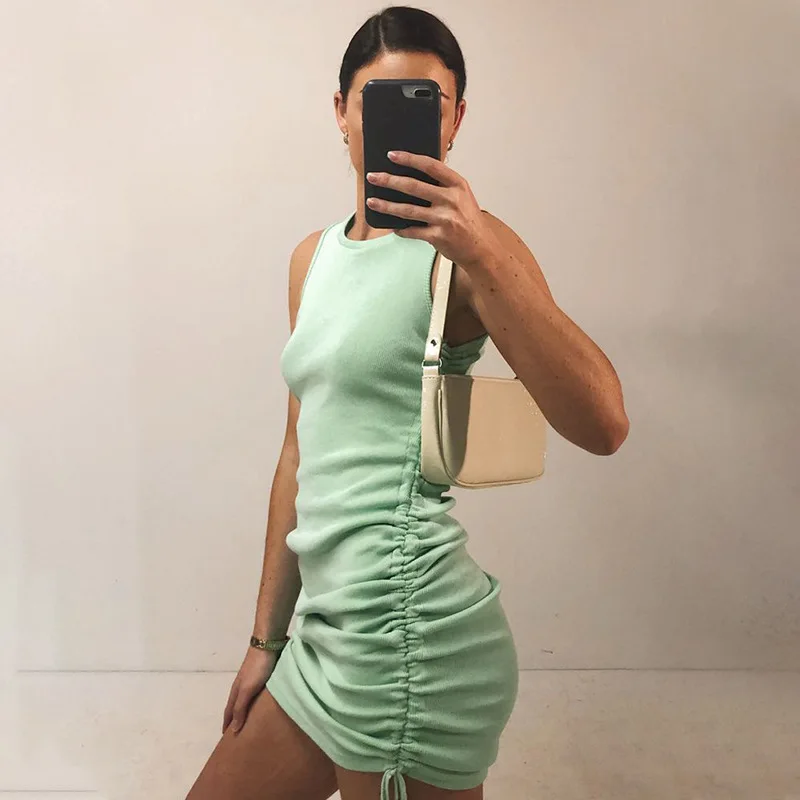 VK38 Hot Sales Solid Color Slim Fit Elegant Bodycon Casual Dress For Women