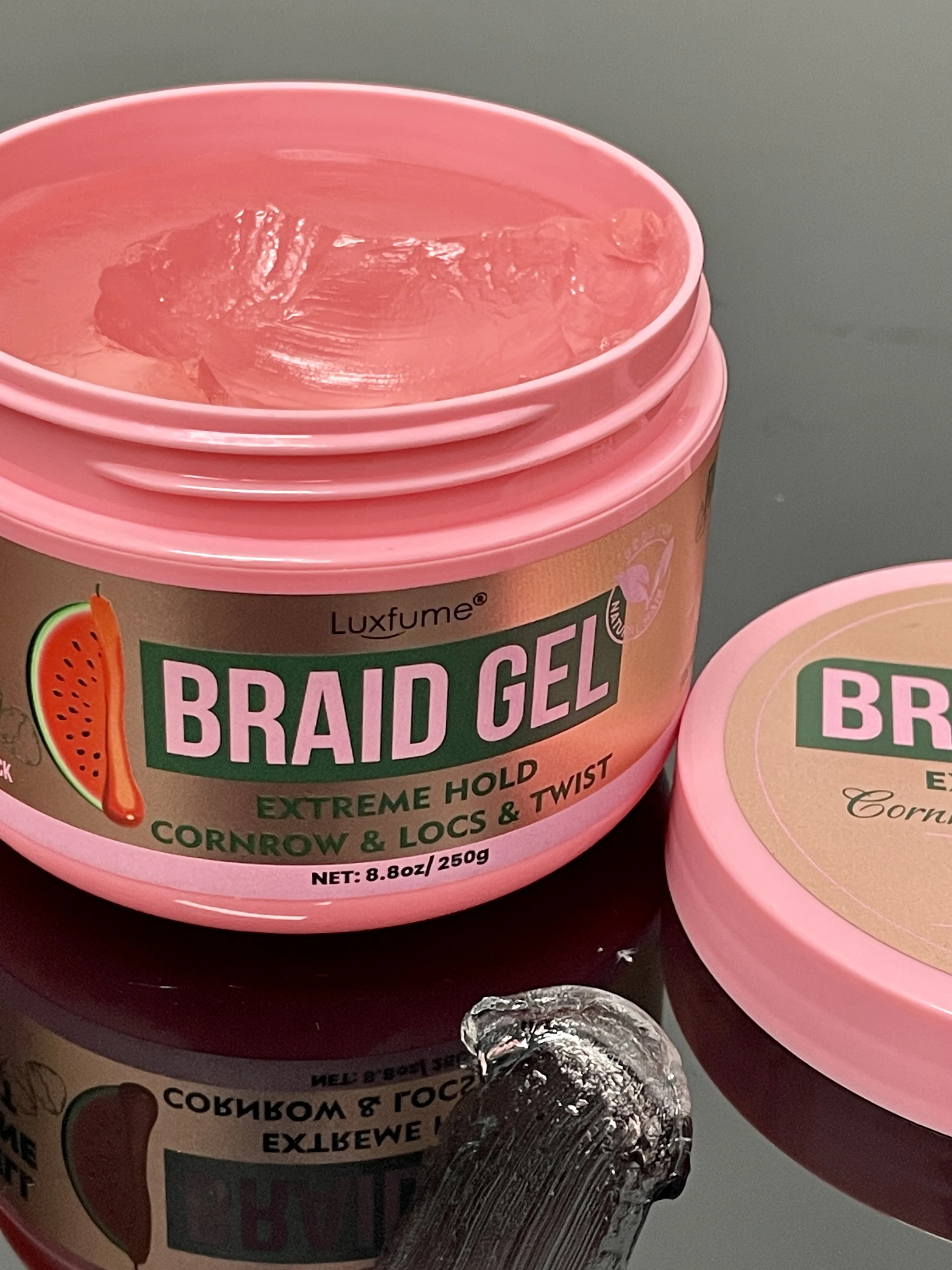 72h Lasting Oalen 8.8oz Private Label Strong Hold Watermelon Twist Braid Gel for Braiding and Locs