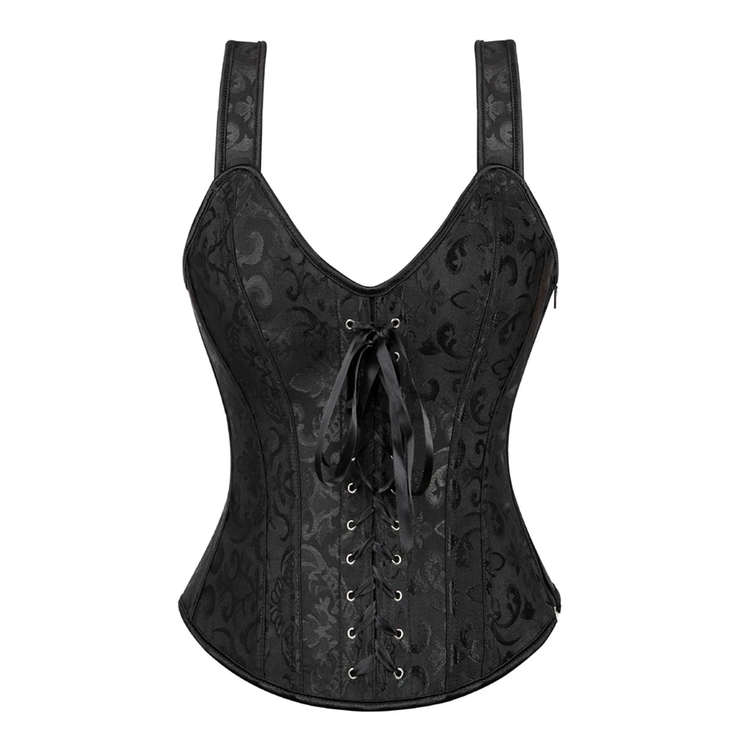 Women Sexy Strap Lace up Corsets and Bustiers Top Overbust Shaper and Fashion Women Sexy Corset Shoulder Straps Tank Corset