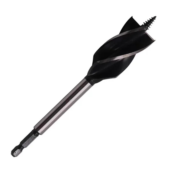 HK OEM Custom 4 Flutes Hex Shank Screw Tip Wood Auger Drill Bits For Woodworking Drilling