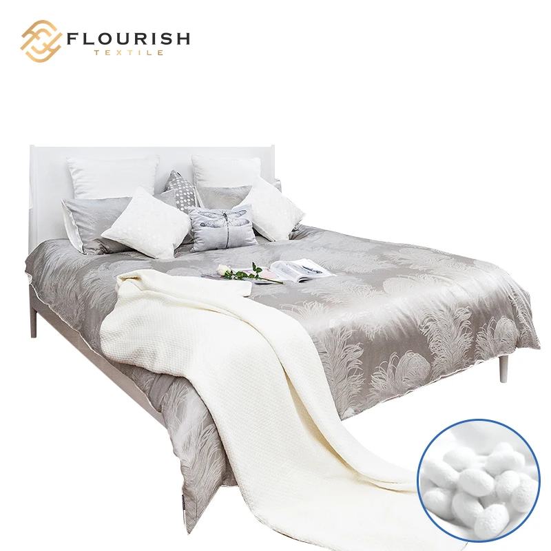 Flourish OEM ODM High Quality Solid Color King Size luxury silk jacquard bedding set Bedding Set Duvet Cover