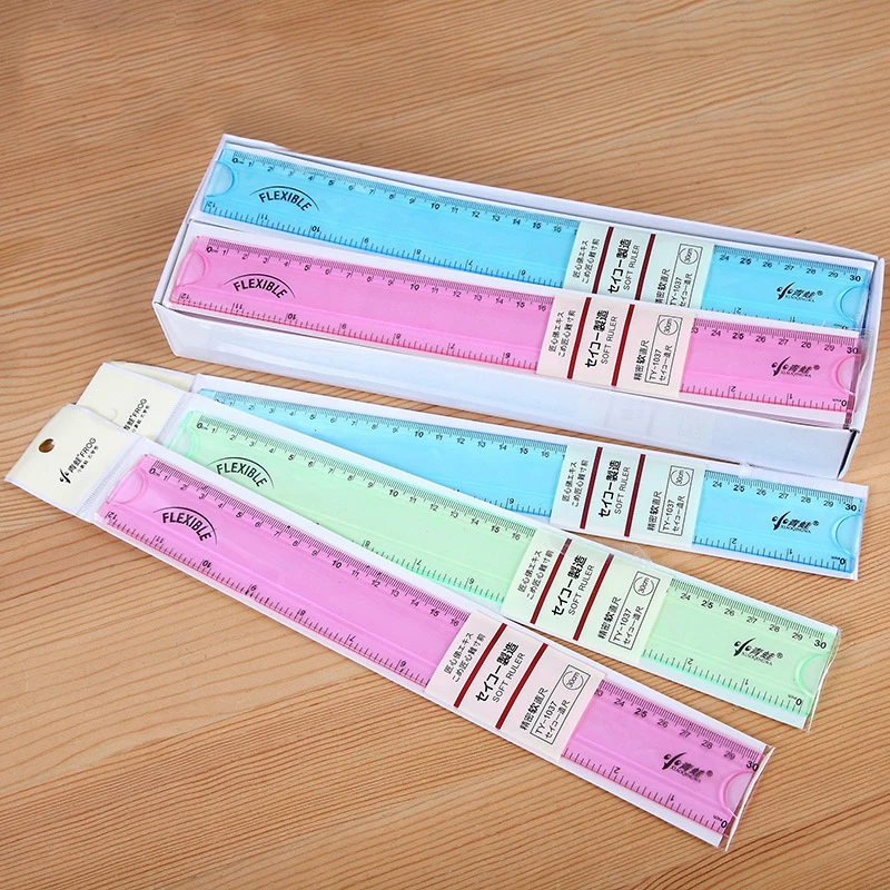 2022 Custom New Style Creative Candy Color Ruler Transparent Ruler Plastic Straight Ruler