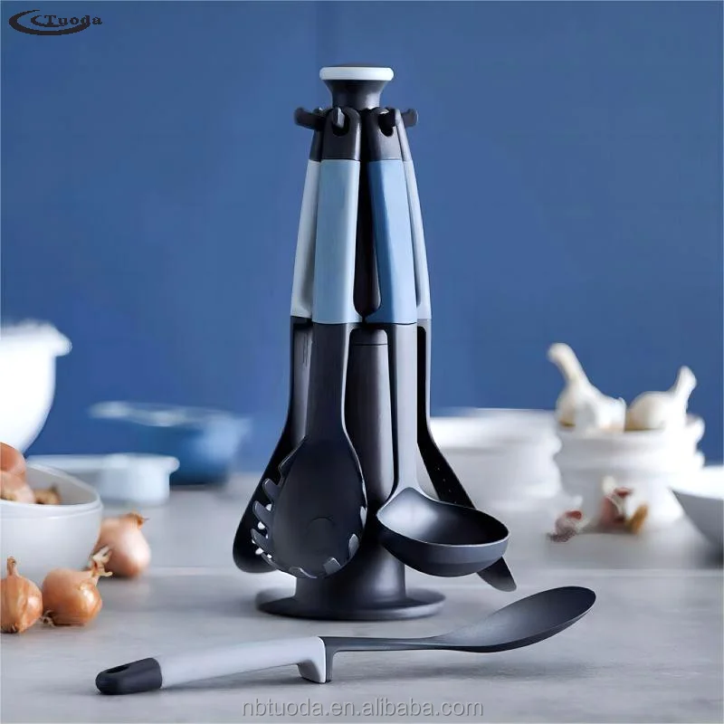 Unique Design Plastic Cooking Tools Gadgets 7pcs Colorful Handle Nylon Kitchen Utensils Set  from China