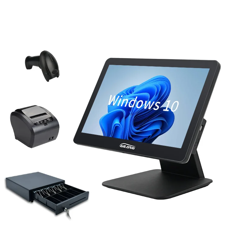 Рекламное черное платежное оборудование Windows 10 POS машина для розничных магазинов