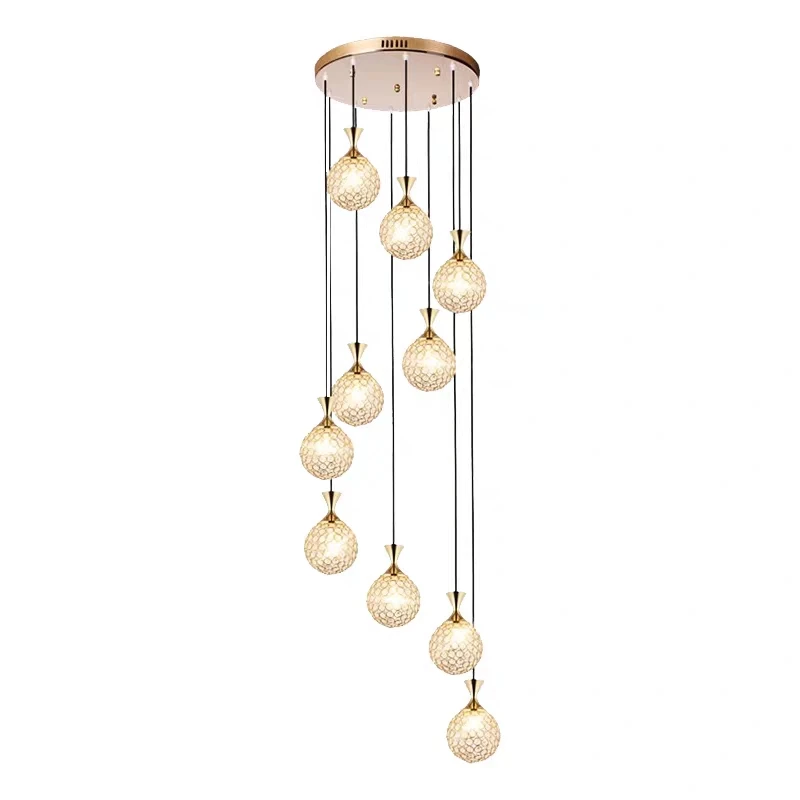 Luxury modern fashion suspended stair island led ceiling lights chandelier lighting K9 crystal pendant lamp
