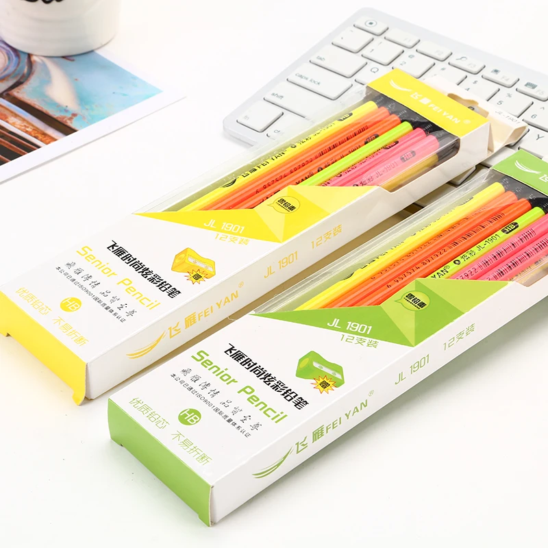 
Custom pencil highlighter set in box newest promotional wooden pencil 