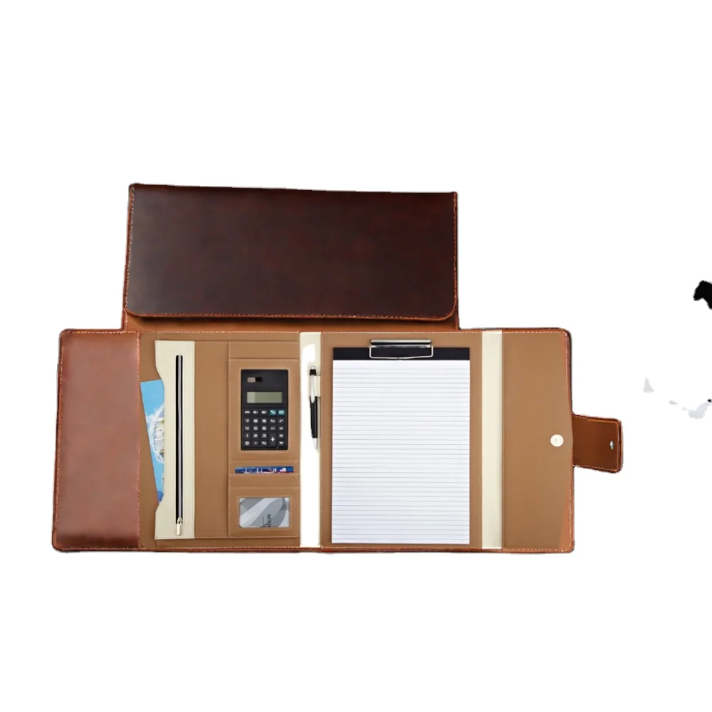 A4 Hot-Used PU Leather Business Organizer Portfolio Folder with Notebook Binder Pocket and File Storage-for Busy Professionals