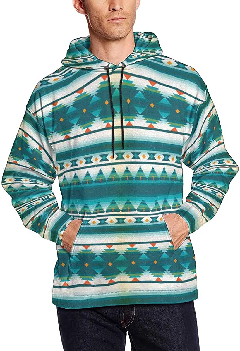 design Western Tribal aztec pullover clothing pocket geometric pattern 3xl print pullover aztec sweatshirt hoodie for men
