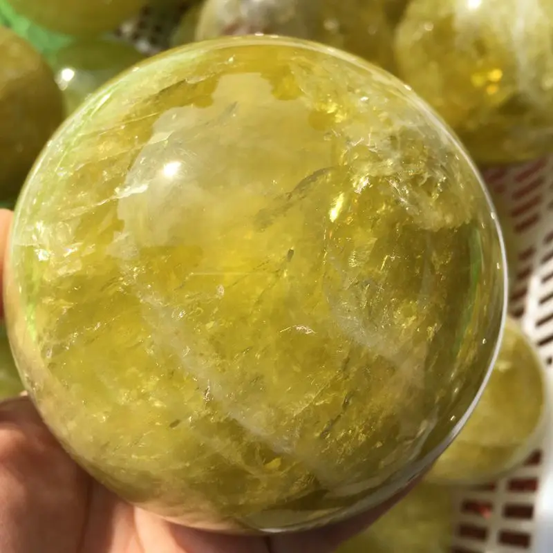 Wholesale magic natural yellow quartz rock citrine healing crystal sphere ball