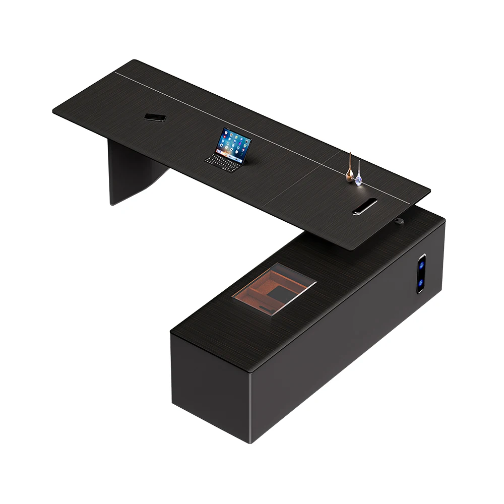 Executive Office Furniture Leather L Shaped Director Boss Table Design Modern Ceo Luxury Table Design For Manager