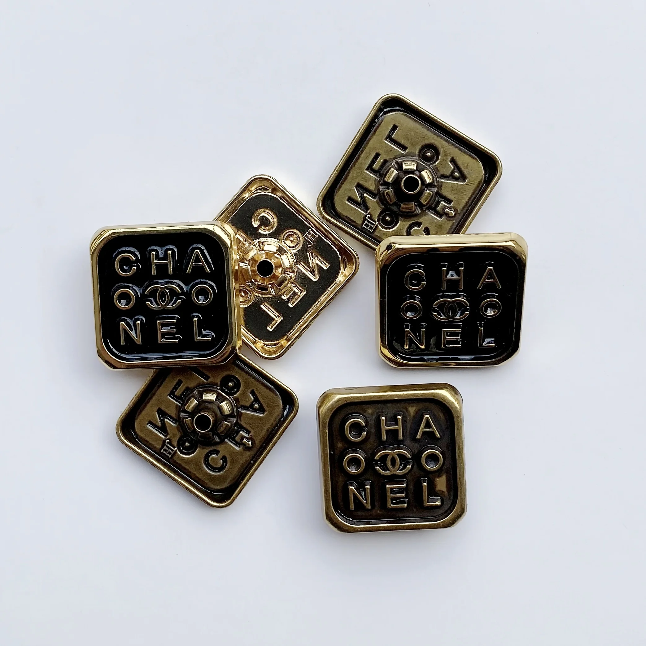 Fashion Custom design logo decorative  four parts push prong press Square metal snap button