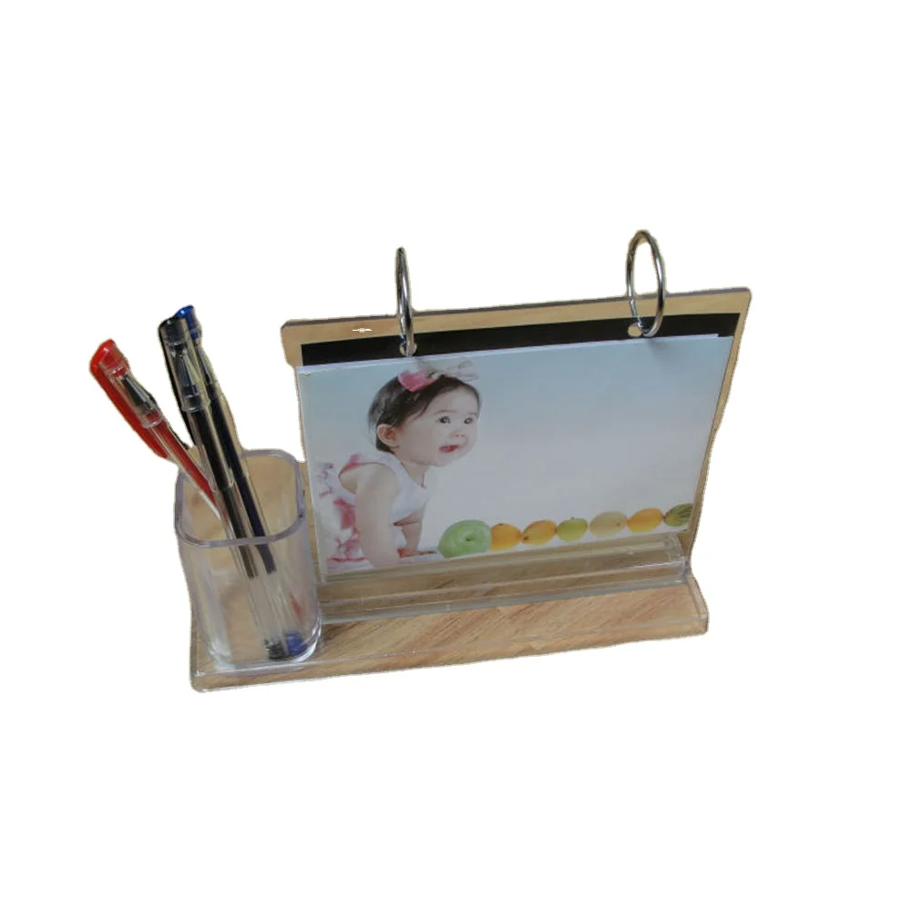 Прямая продажа от производителя прозрачная акриловая настольная подставка с календарем и держателем для