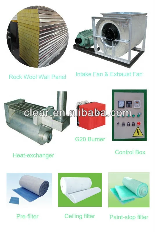 Automobile used car paint spray booths for sale with oil burner