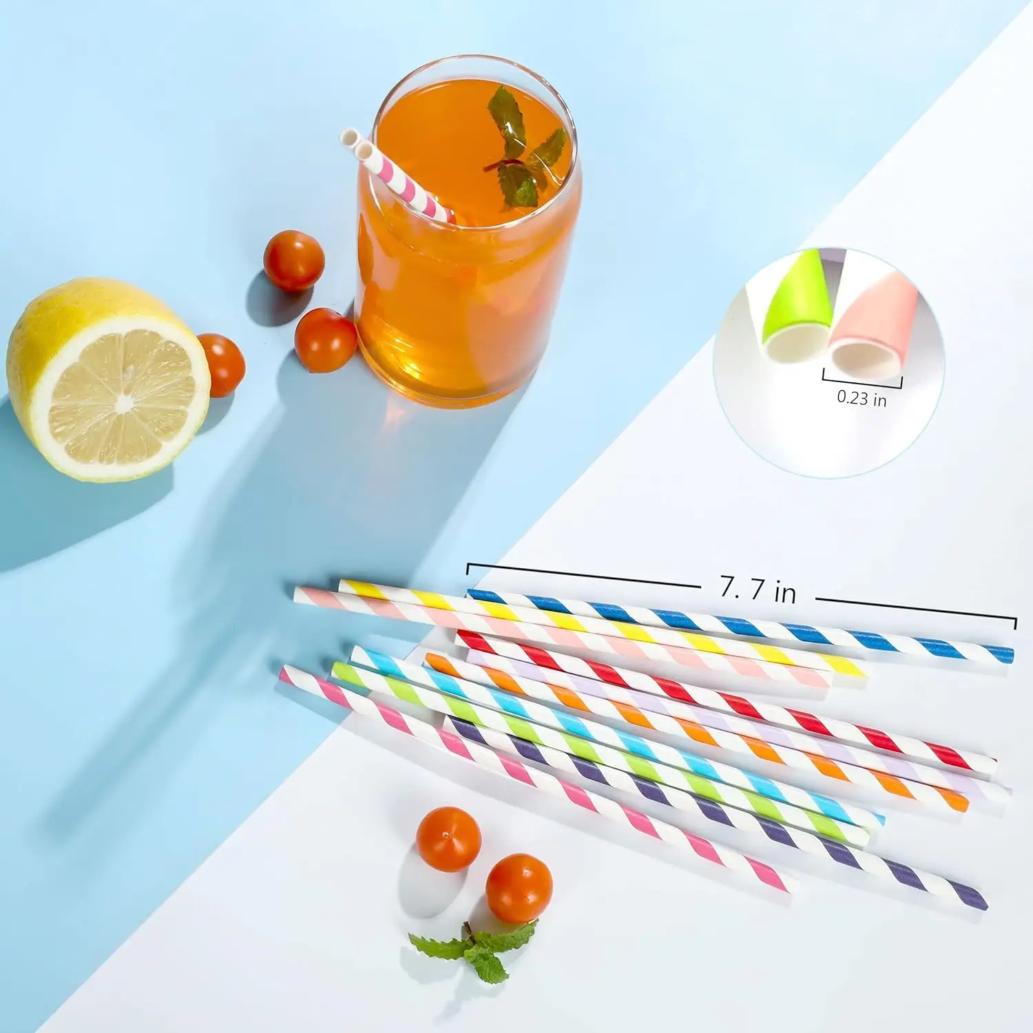 Biodegradable Colorful Paper Straws Decorative Disposable Drinking Straws for Coffee Juice Tea