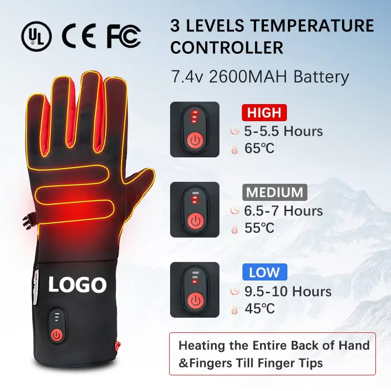 7.4V Heated Gloves Rechargeable Battery Usb Electric Heated Gloves With Touch Screen Design