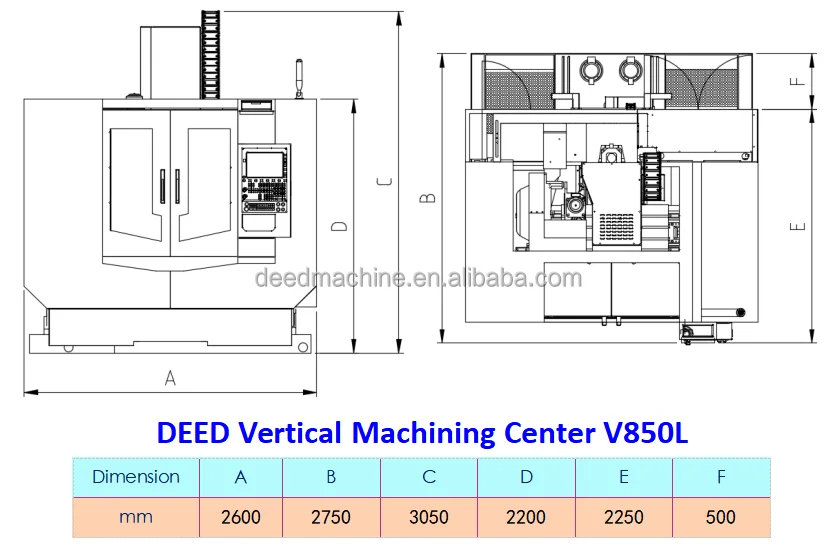 Vertical Machining center DEED V850L CNC Milling Machine VMC