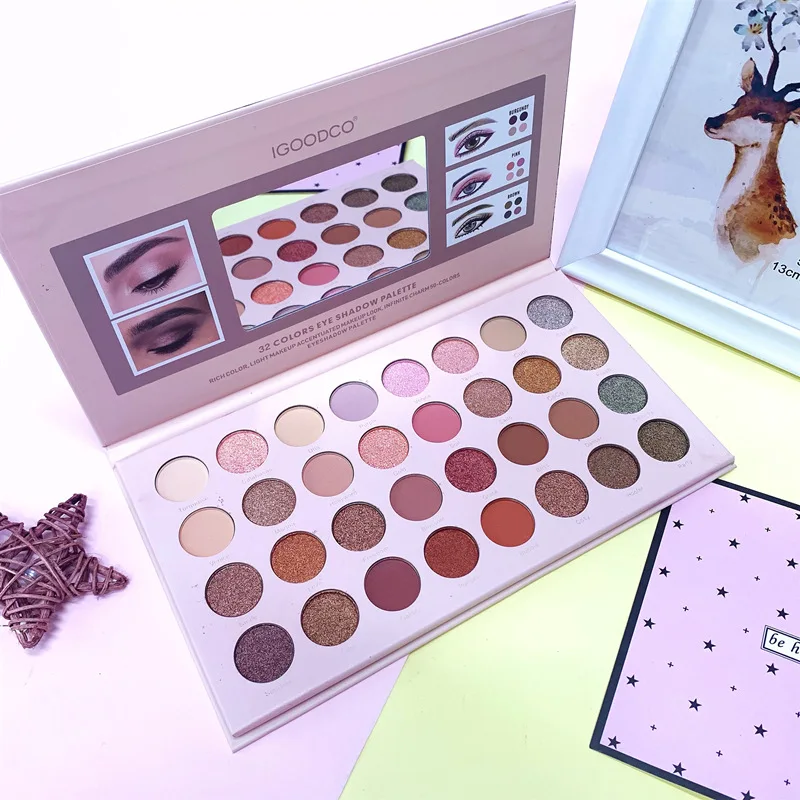 Wholesale 32 Color Make up Pallets Eye Shadow Chrome Fashion High Pigmented Colorful Eyeshadow