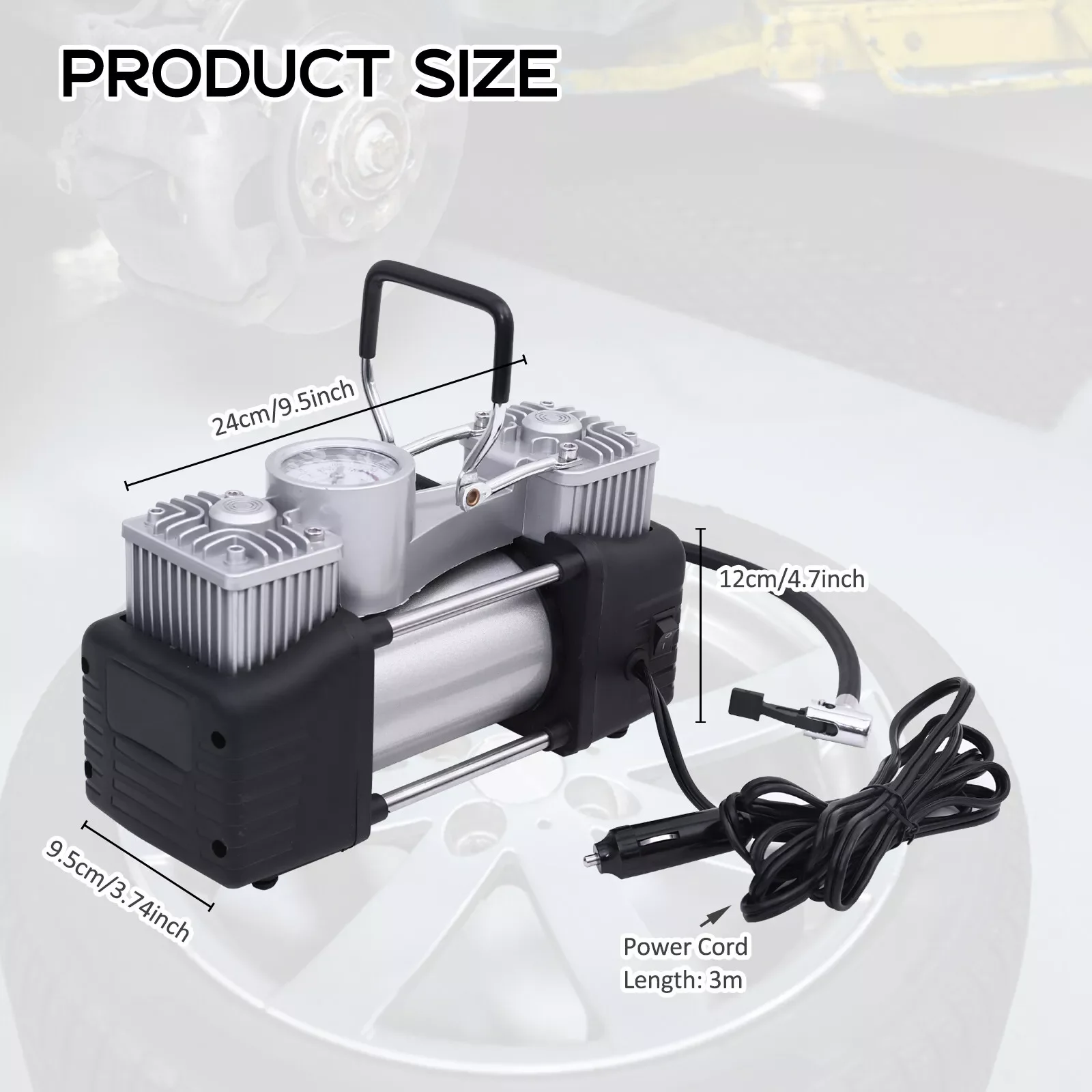 Double Cylinder New Style Double Cylinder Car Air Pump Portable Air Compressor Tire Inflator 12V 150 PSI Tire Inflator