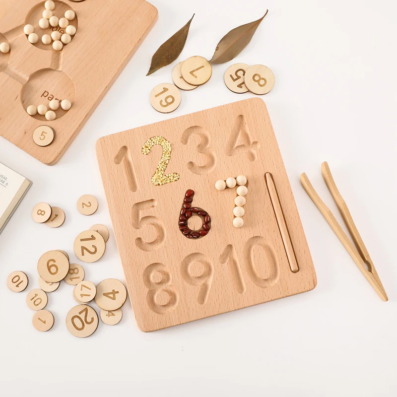 Wooden Montessori Toys Preschool Children Educational Game Classification Number Writing Counting Boards Toy for Kids