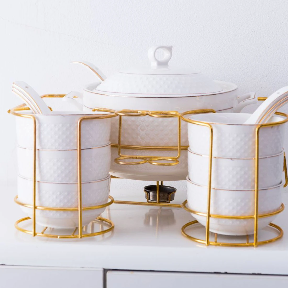 Wholesale 15 Pack High Quality Ceramic Chafing Dish Casseroles Hot Pot Food Warmer Sets