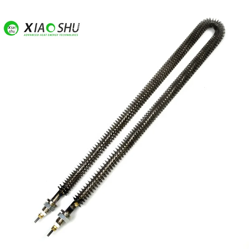 XIAOSHU 230v 500w 1500w 494mm Length Stainless Steel 304 Air Tubular Finned Heater With M14 Screw Connection