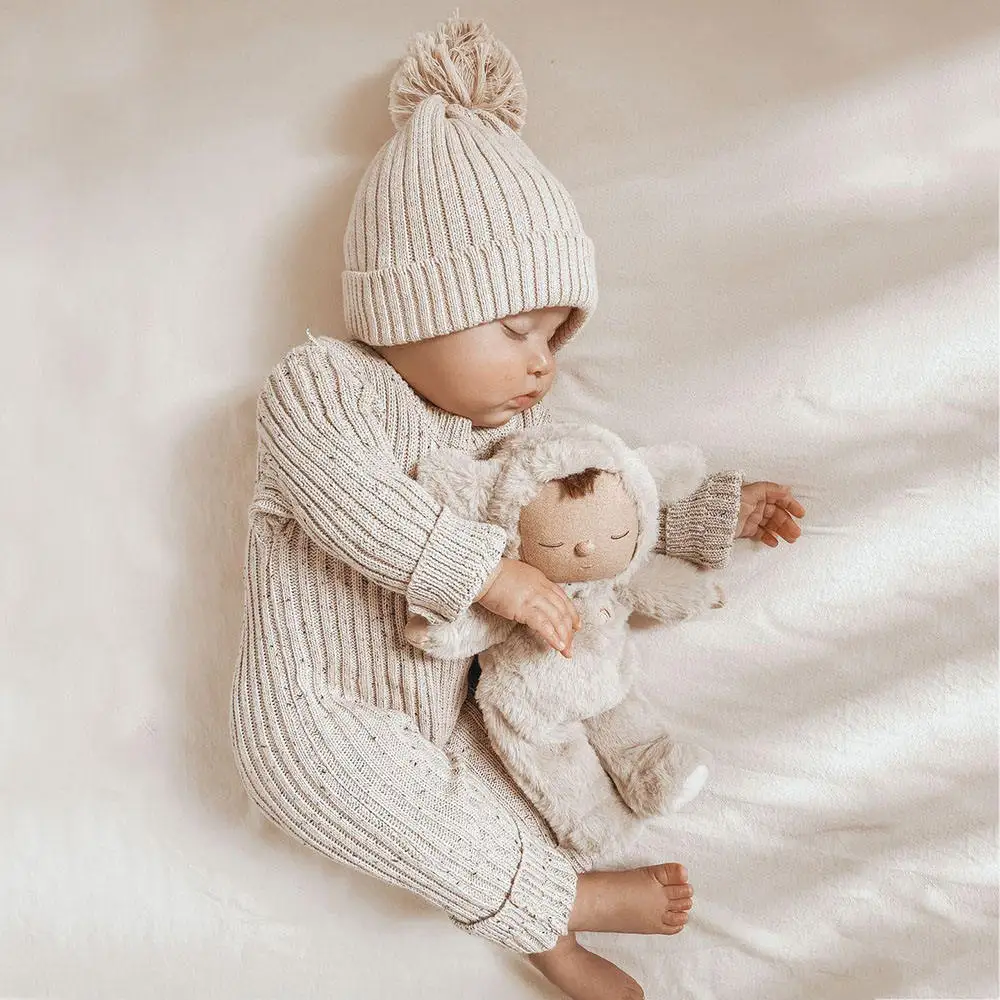 Baby jumpsuit winter Custom speckle cotton ribbed knit baby boys girls romper toddler knitted sprinkle sweater for baby