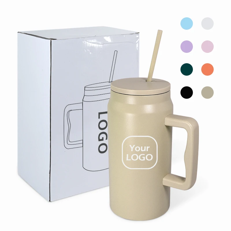 Personalized New Style 50oz Stainless Steel Leak Proof Travel Mug Vacuum Insulated Tumbler with Handle