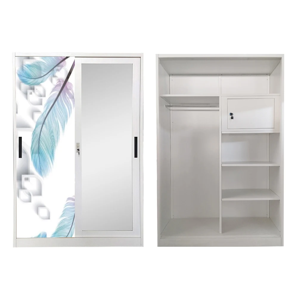 Indonesia Steel Wardrobe clothes Organizer Metal Printed Closet Wardrobe Almirah iron wardrobe almari pakaian besi