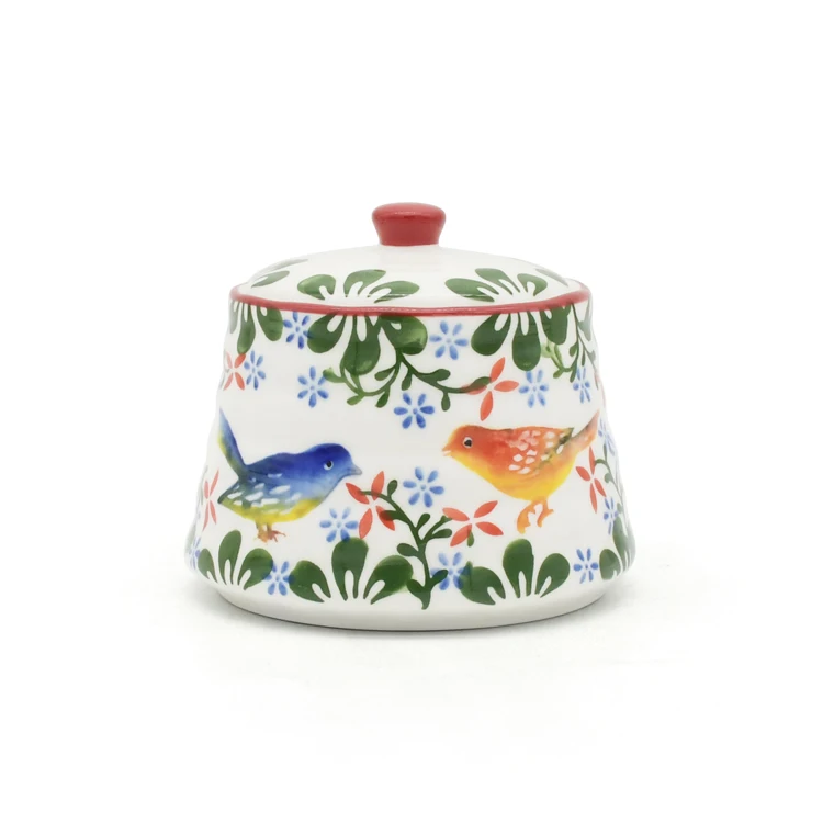 kitchenware Ceramic Sugar Jar and Creamer bird collection Set of 2pcs Sugar milk pot  set