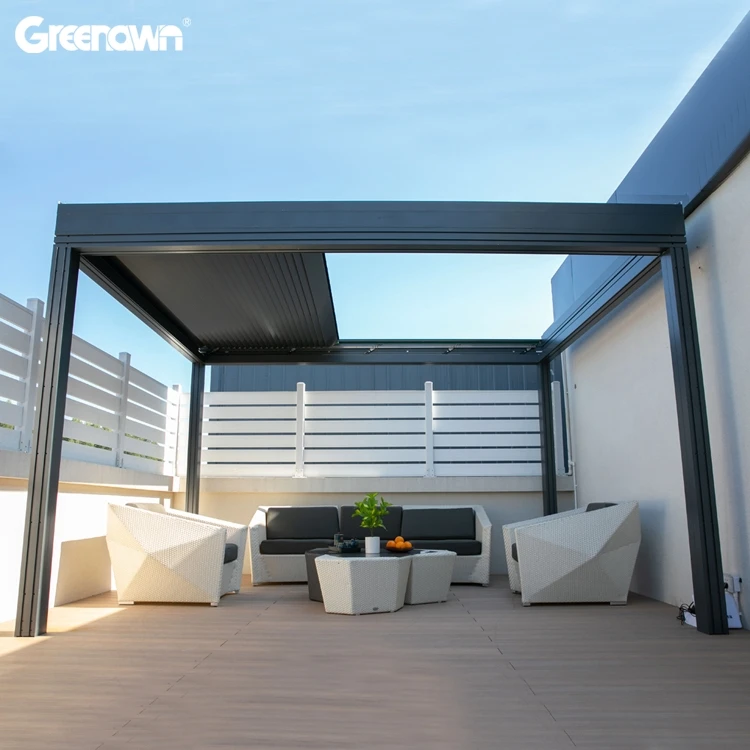 Sustainable IP67 Waterproof Terrace Aluminum Heavy Duty Type Flat Louvre Roof With CE Certificate Motor