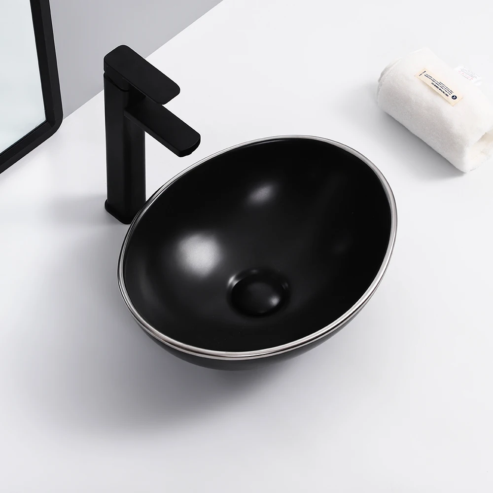  New style ceramic art basin porcelain oval vessel sink countertop glaze electroplate bathroom