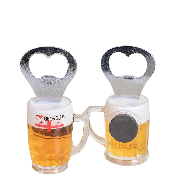 Hot selling promotion custom fridge magnetic beer cup bottle shape opener
